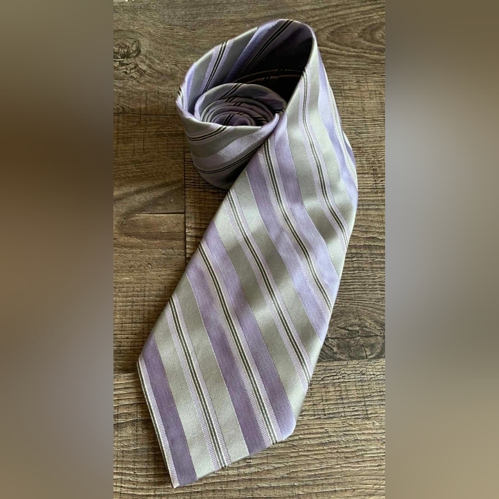 Bugatti Lavender and‎ Gray Striped Tie